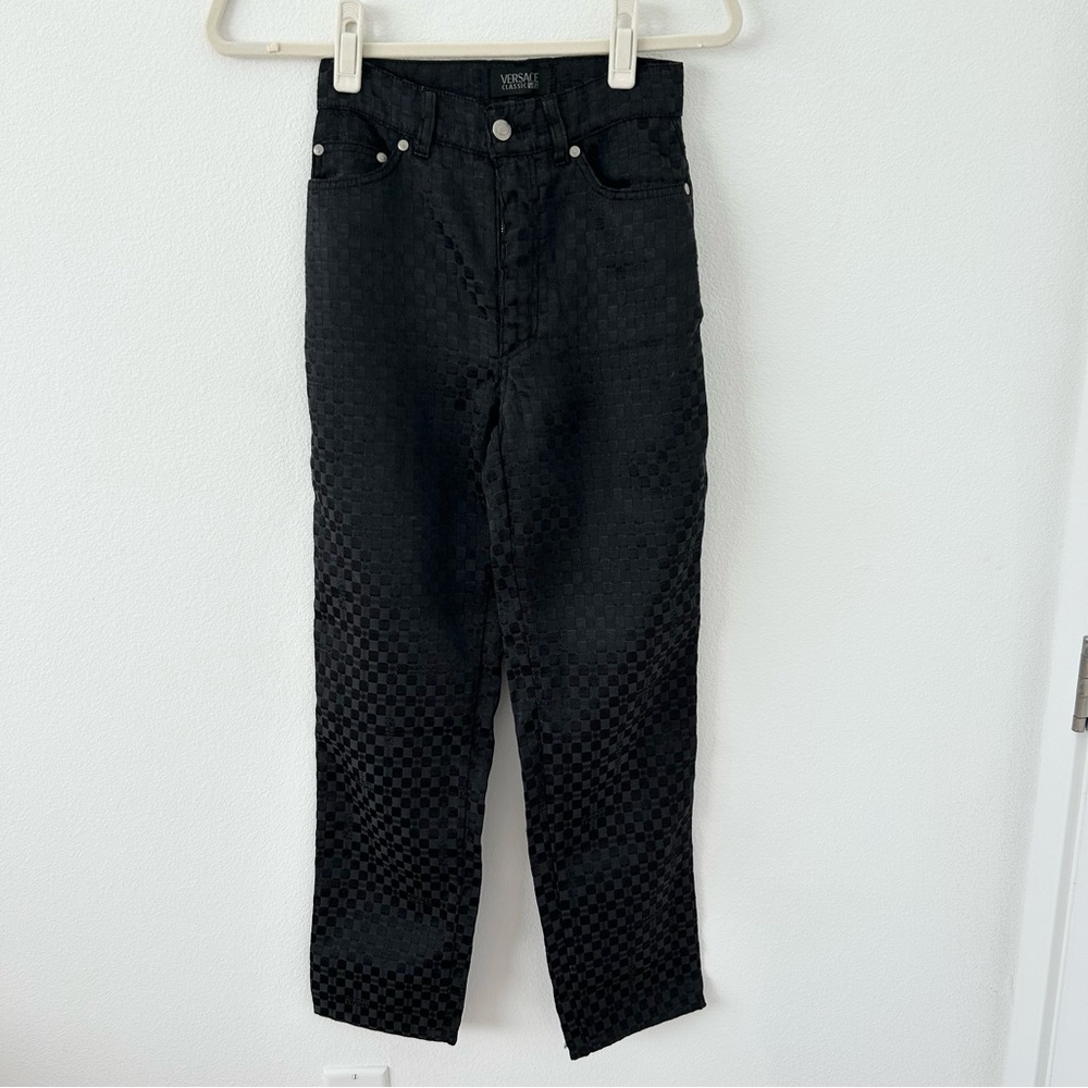 Versace Classic V2 Logo Check Straight Leg Pants